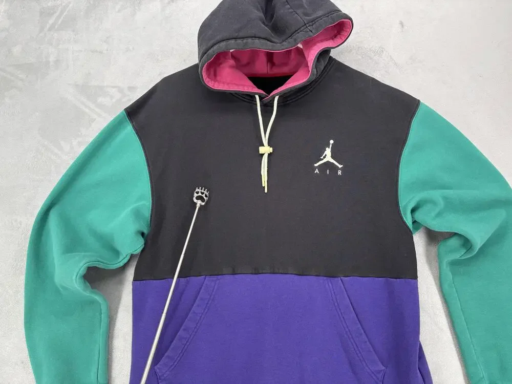 Vintage Jordan Hoodie Mens XL Multicolor Jumpman Air Colorblock Basketball 90s